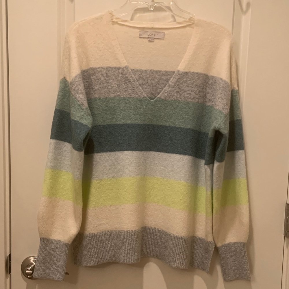 LOFT Women's V-Neck Sweater - Cream, Gray, Blue, Green